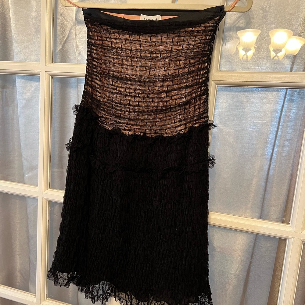 Black lace La Perla dress, with light pink silk backing, NWT, size 42